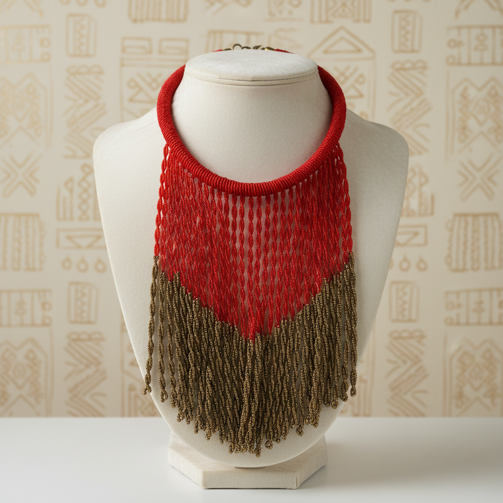 Red and Gold Long Necklace